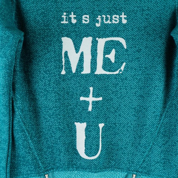 Purple Heart “Me + U” Teal Graphic Sweater - XS - Picture 2 of 4